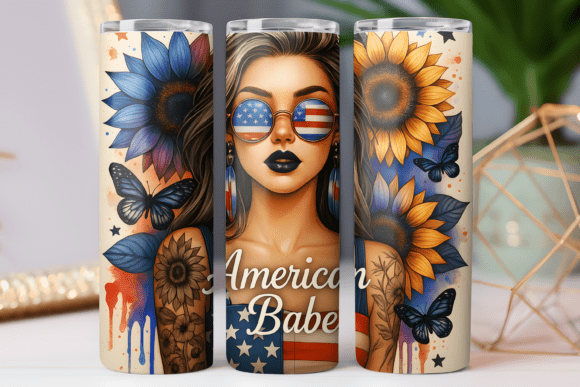 American Girl Patriotic Tumbler Wrap PNG Review