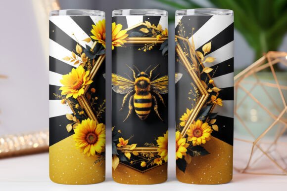 Bee and Sunflower Design Tumbler Wrap