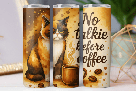 Cat Funny Coffee Tumbler Wrap 20oz PNG Review