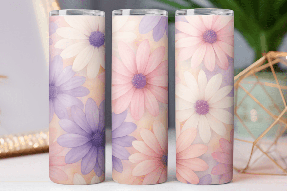 Daisy Retro Floral Tumbler Wrap PNG Art Review