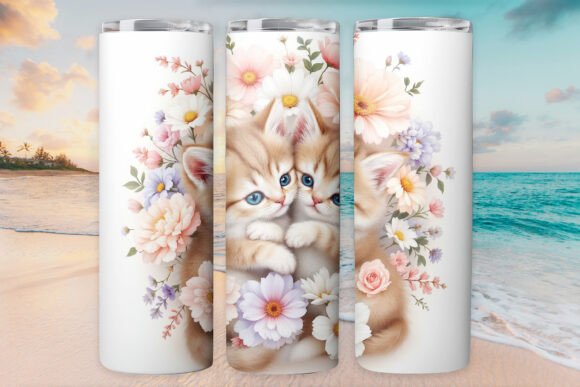 Floral Cat Kitty Tumbler Wrap 20oz JPG Review