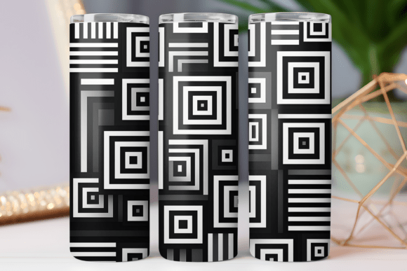 White Geometric Pattern Tumbler Wrap Png Review